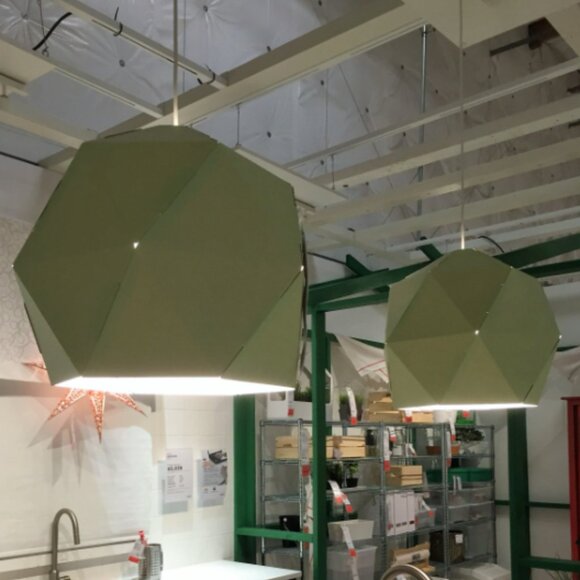 🍒 New - IKEA JOXTORP Green Large Lampshade Geo Origami Prism Design - Picture 7 of 7